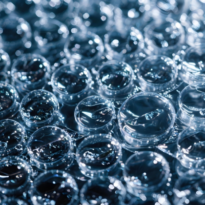 Zbliżenie przezroczystych koralików wodnych