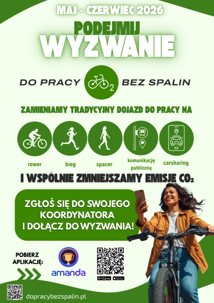 plakat promujący akcję "Do pracy bez spalin"