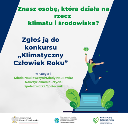 Grafika kankursu z elementami zielonych listków i tekstami zachęcajacymi do zgłaszania kandydatur